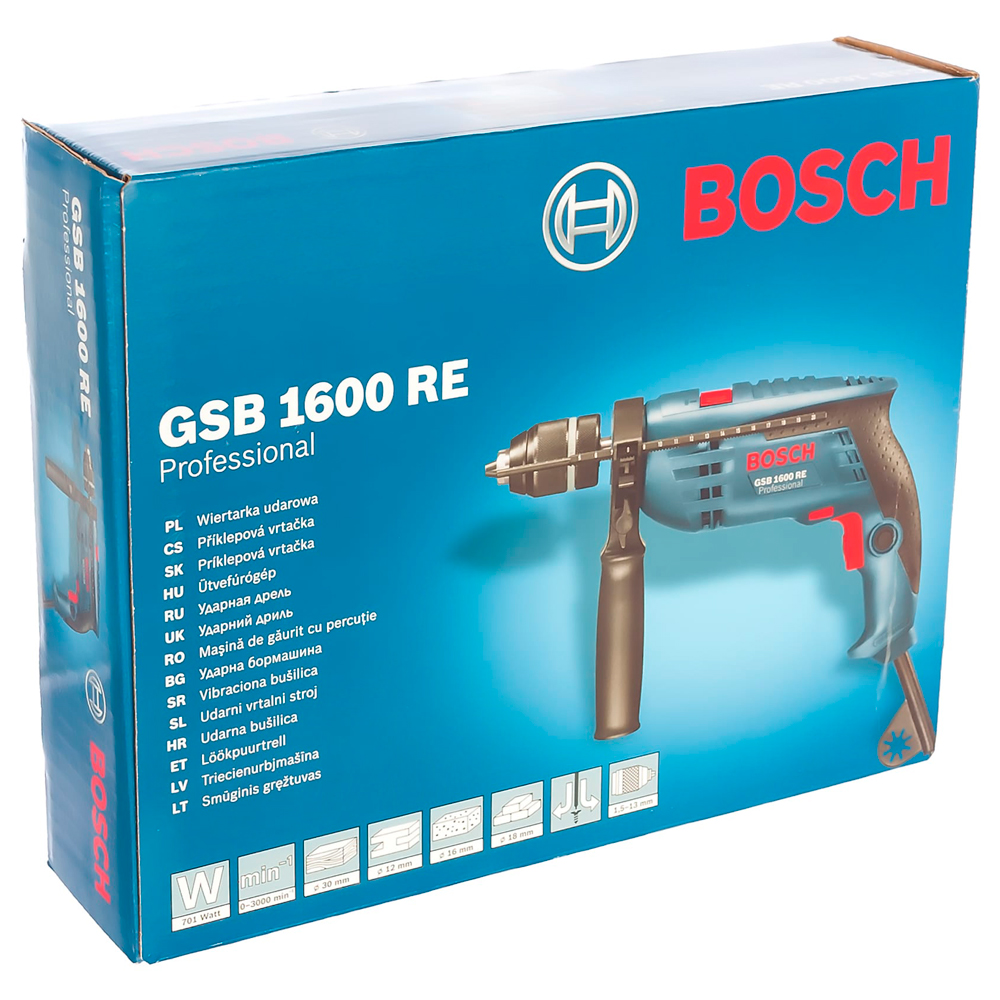 Дрель ударная Bosch GSB 1600 RE 0601218121