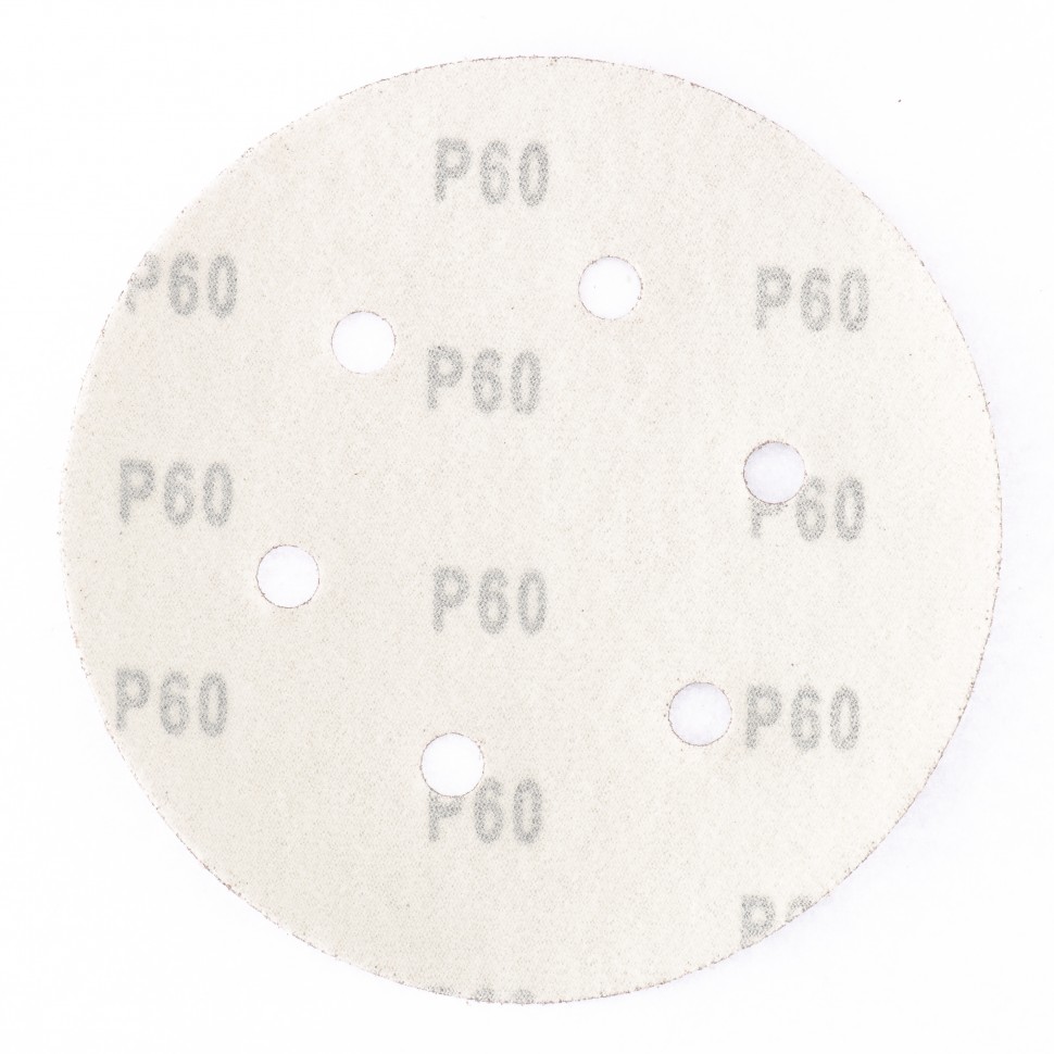 Круг абразивный на велкро основе 6 отверстий P60 150мм 5шт MATRIX 73837