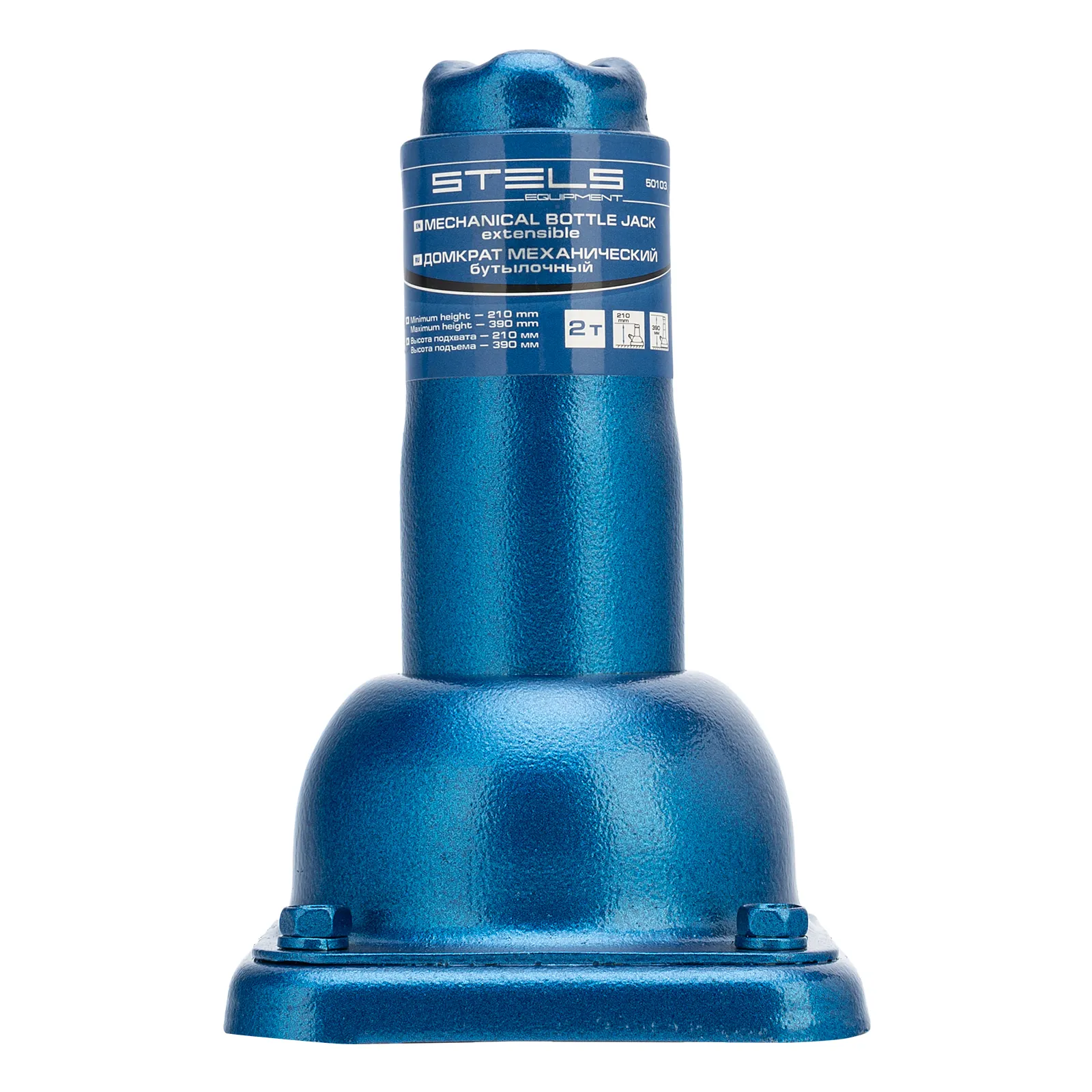 Домкрат механический бутылочный 2т h подъема 210-390мм STELS 50103