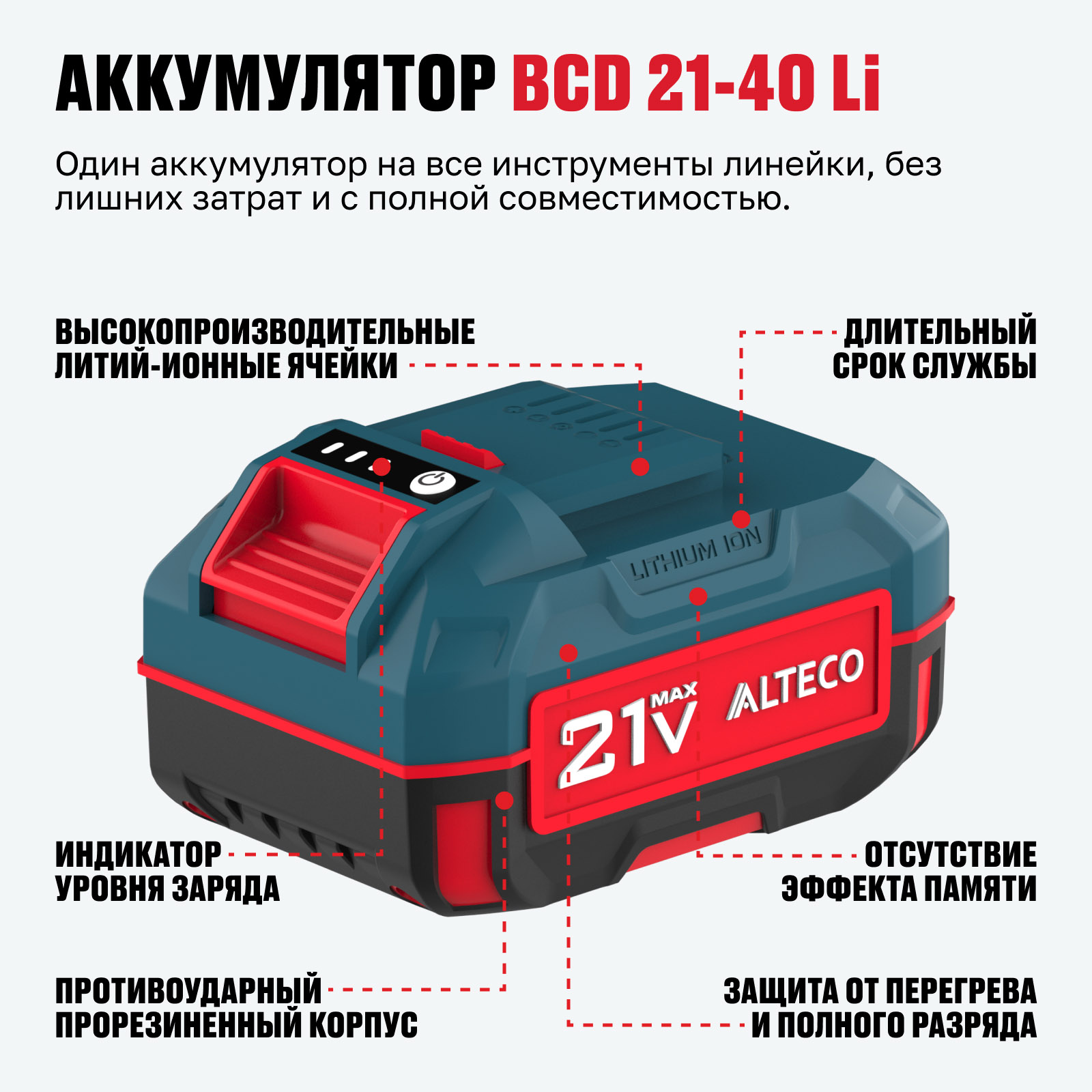 Набор аккумулятор + зарядное устройство ALTECO Kit (BCD 21-40 Li/BC 21-40 QF)
