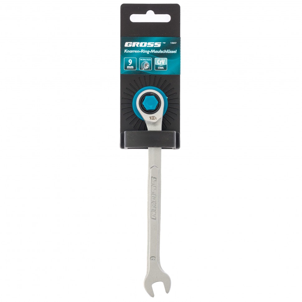 Ключ комбинированный трещоточный 9мм GROSS 14847