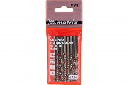 Сверло по металлу 4,9мм 10шт HSS MATRIX 71549