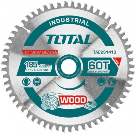 Диск пильный по дереву,диаметр 185мм, 60Т ТОТАL (TAC231413)