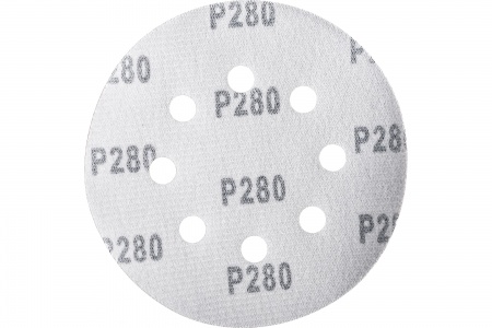 Круг абразивный на велкро основе 8 отверстий P280 125мм 5шт MATRIX 73812