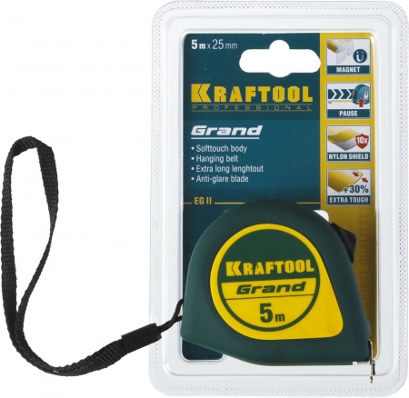 Рулетка 5м*25мм KRAFTOOL GRAND 34022-05-25