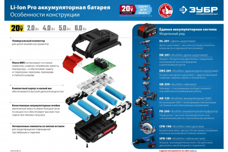 Аккумуляторная дрель-шуруповерт ЗУБР Профессионал DB-201-42