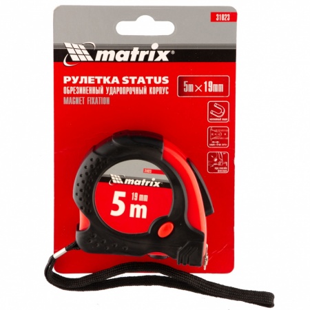 Рулетка Status magnet fixation 5м*19мм MATRIX 31023