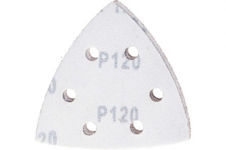 Треугольник абразивный на велкро основе 6 отверстий P120 93мм 5шт MATRIX 73862